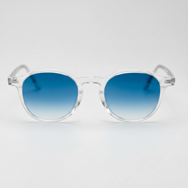 Susan Blue Gradient Lens Sunglasses - Clear Geometric TR90 Frame