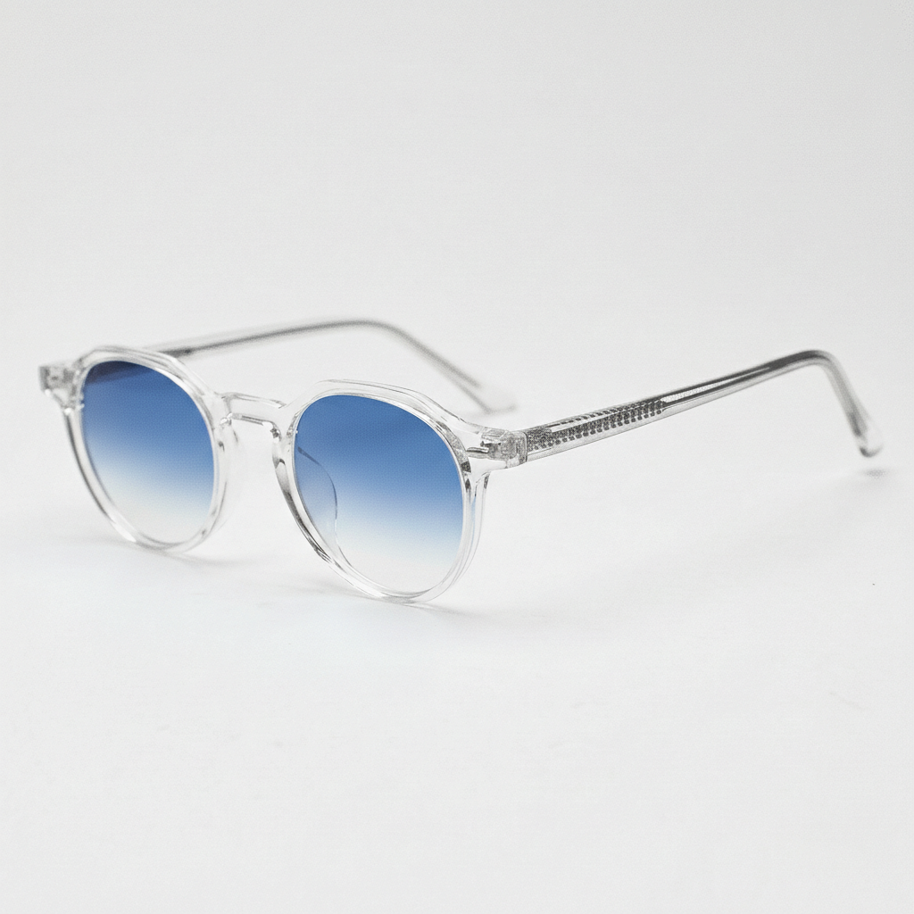 Susan Blue Gradient Lens Sunglasses - Clear Geometric TR90 Frame