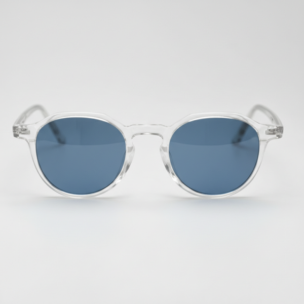 Susan Blue Tinted Lens Sunglasses - Clear Geometric TR90 Frame