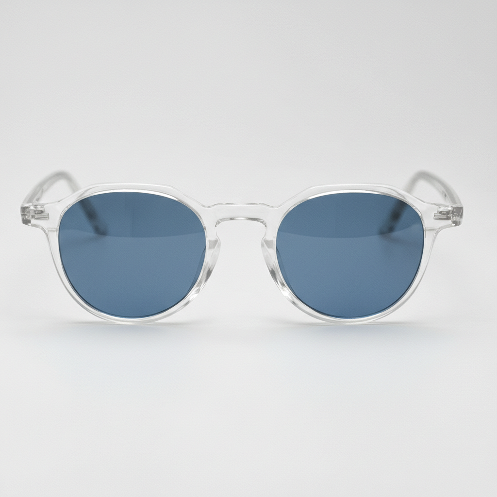 Susan Blue Tinted Lens Sunglasses - Clear Geometric TR90 Frame