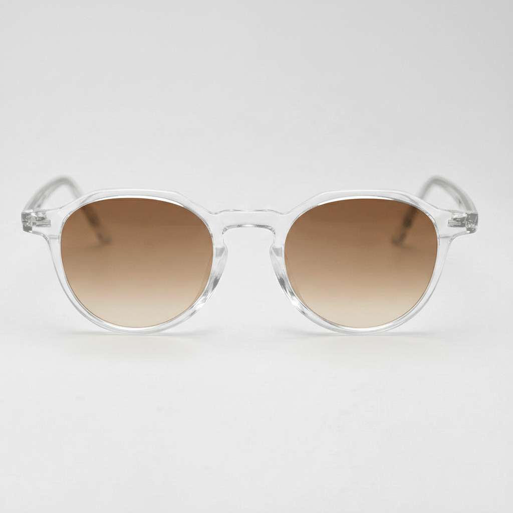 Susan Brown Gradient Lens Sunglasses - Clear Geometric TR90 Frame