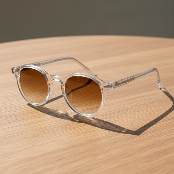 Susan Brown Gradient Lens Sunglasses - Clear Geometric TR90 Frame