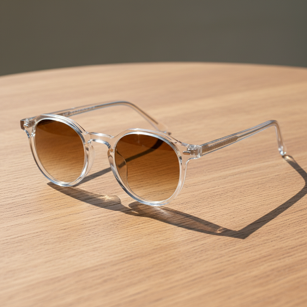 Susan Brown Gradient Lens Sunglasses - Clear Geometric TR90 Frame