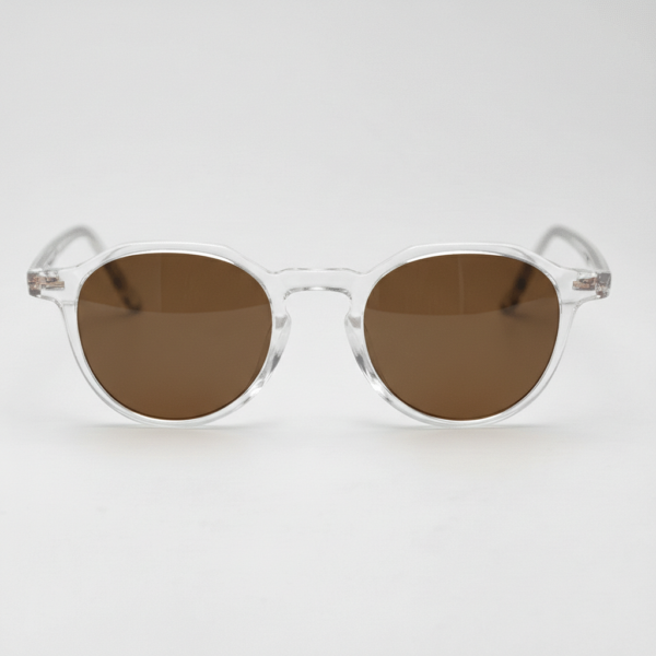 Susan Brown Tinted Lens Sunglasses - Clear Geometric TR90 Frame