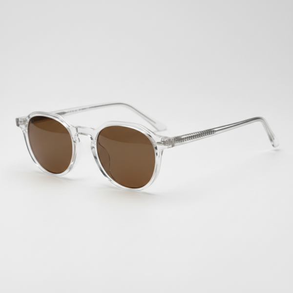 Susan Brown Tinted Lens Sunglasses - Clear Geometric TR90 Frame