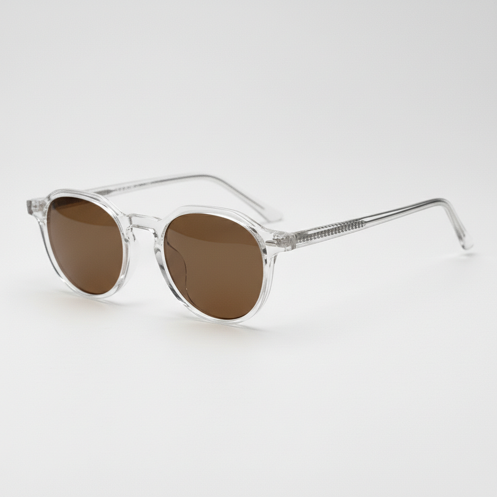 Susan Brown Tinted Lens Sunglasses - Clear Geometric TR90 Frame