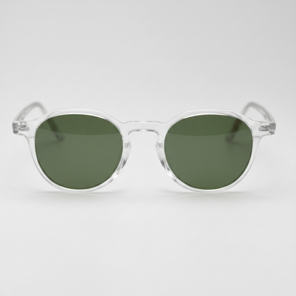Susan Green Tinted Lens Sunglasses - Clear Geometric TR90 Frame