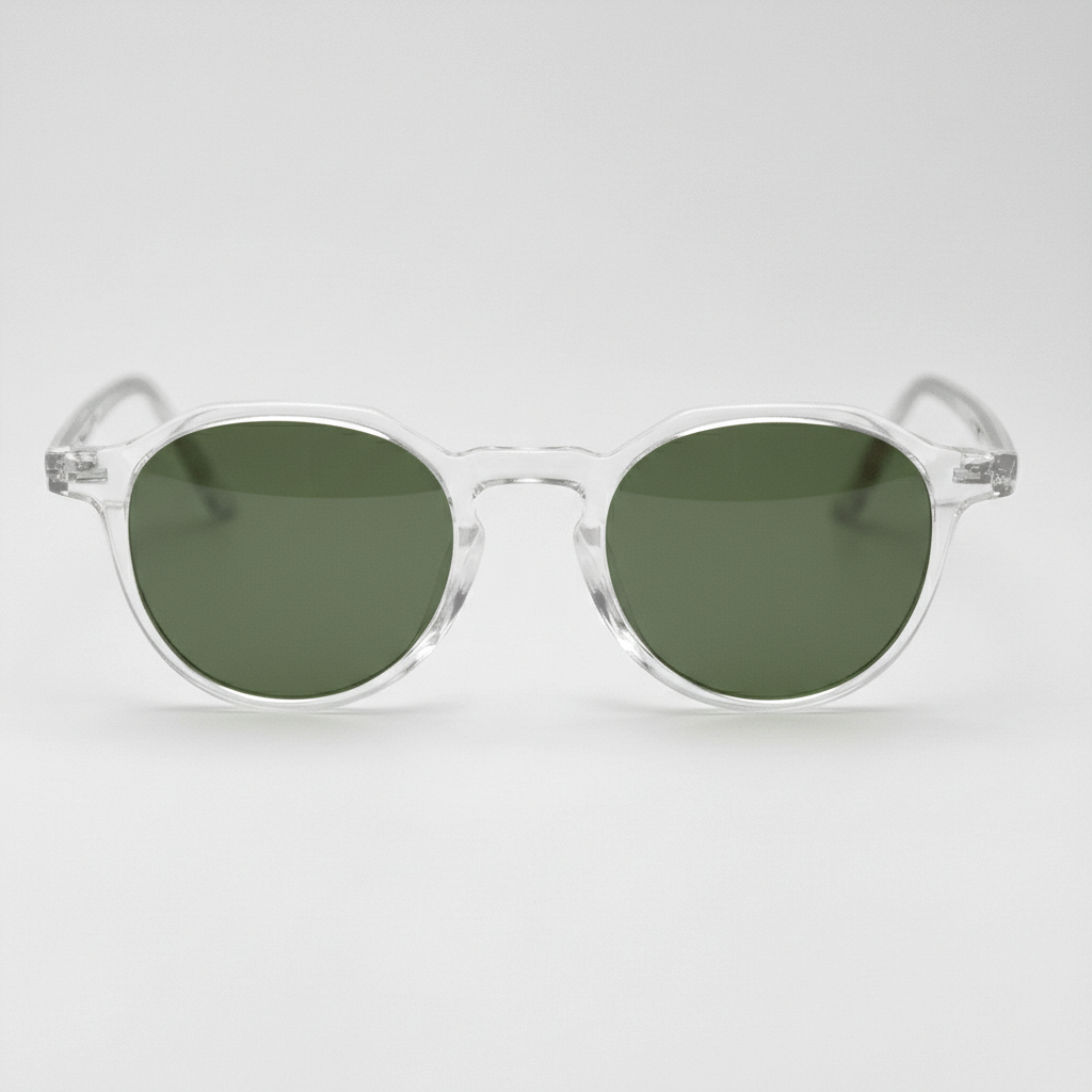 Susan Green Tinted Lens Sunglasses - Clear Geometric TR90 Frame