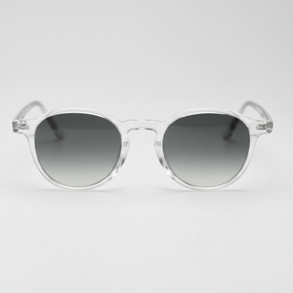 Susan Grey Gradient Lens Sunglasses - Clear Geometric TR90 Frame