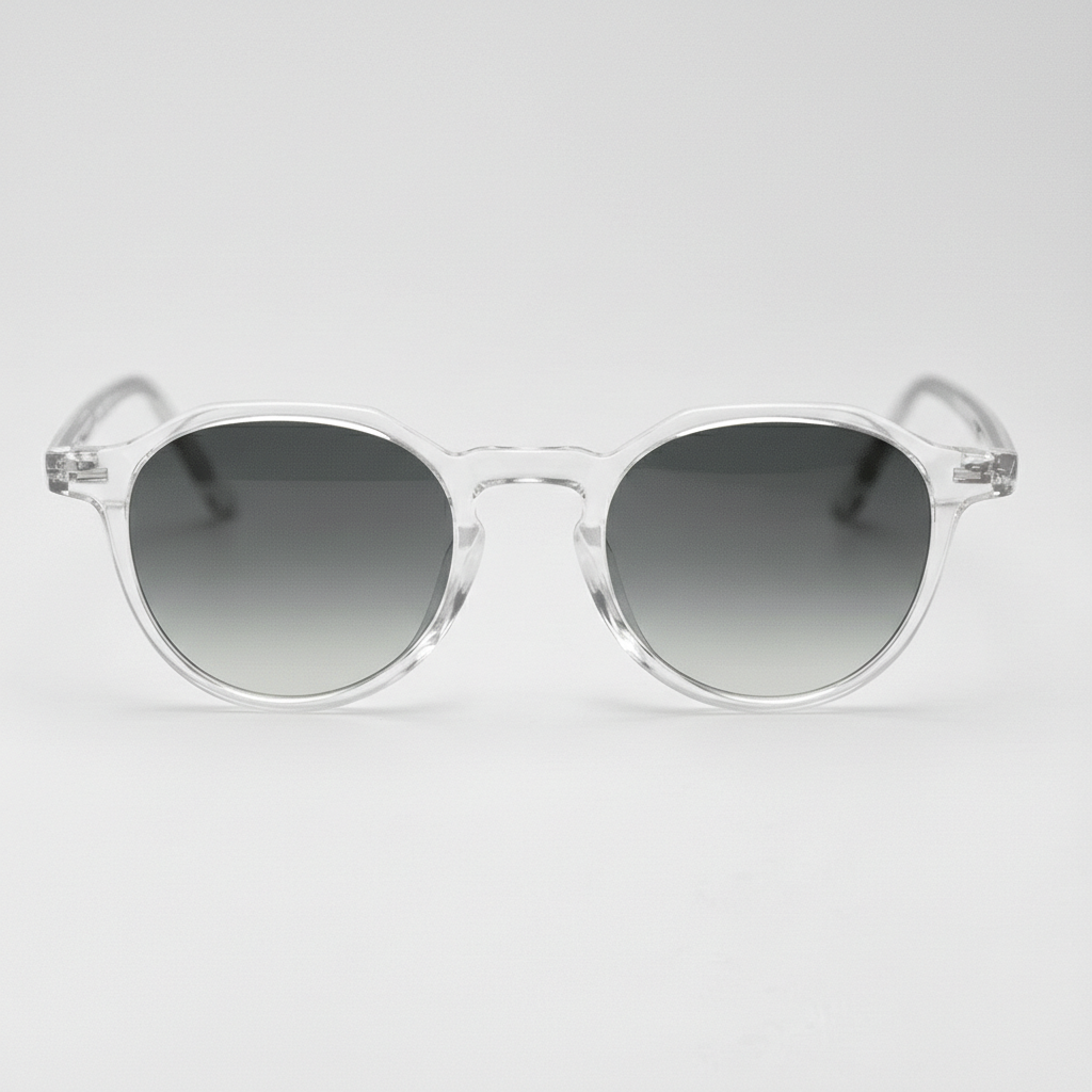 Susan Grey Gradient Lens Sunglasses - Clear Geometric TR90 Frame