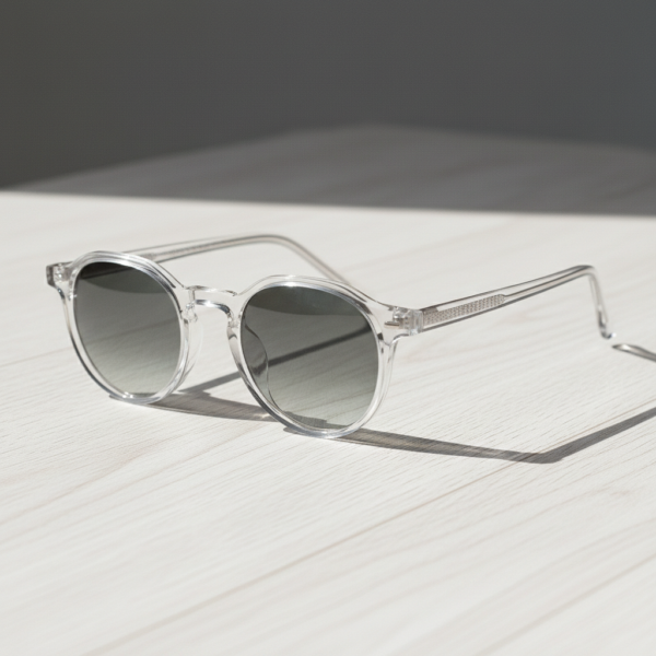 Susan Grey Gradient Lens Sunglasses - Clear Geometric TR90 Frame