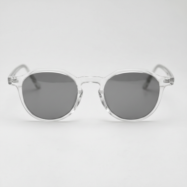 Susan Grey Tinted Lens Sunglasses - Clear Geometric TR90 Frame