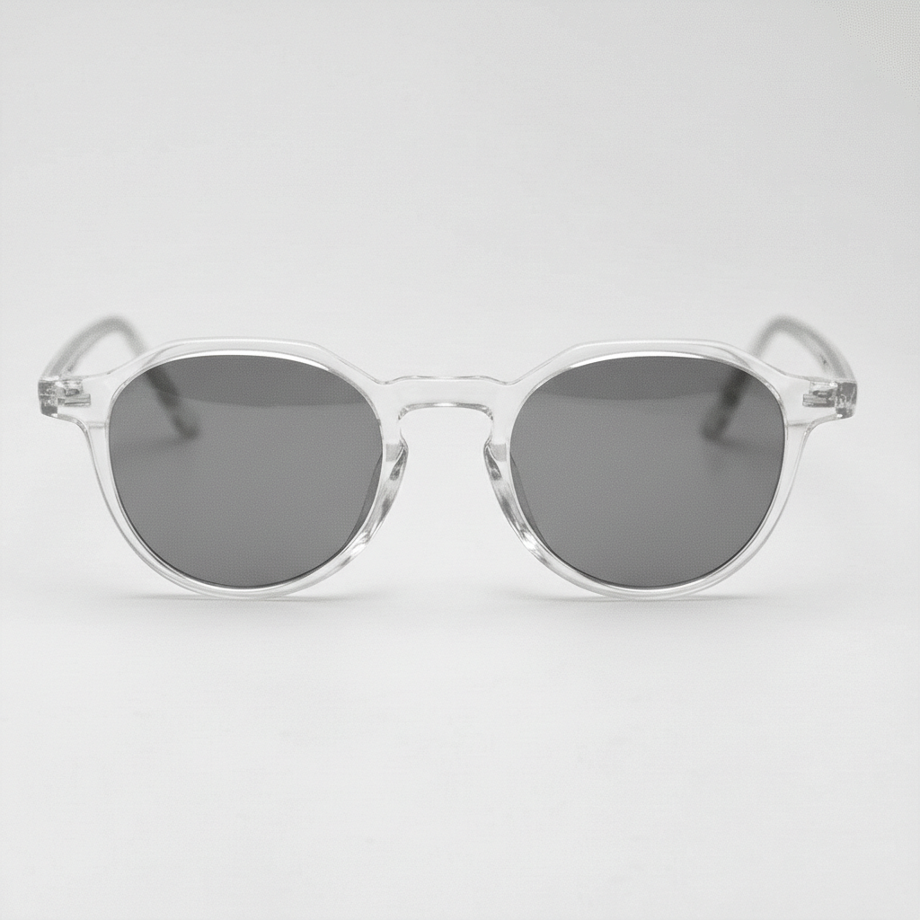 Susan Grey Tinted Lens Sunglasses - Clear Geometric TR90 Frame