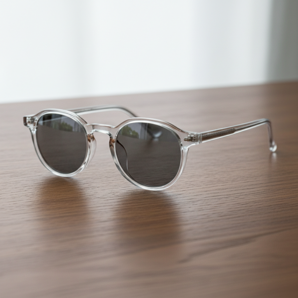 Susan Grey Tinted Lens Sunglasses - Clear Geometric TR90 Frame