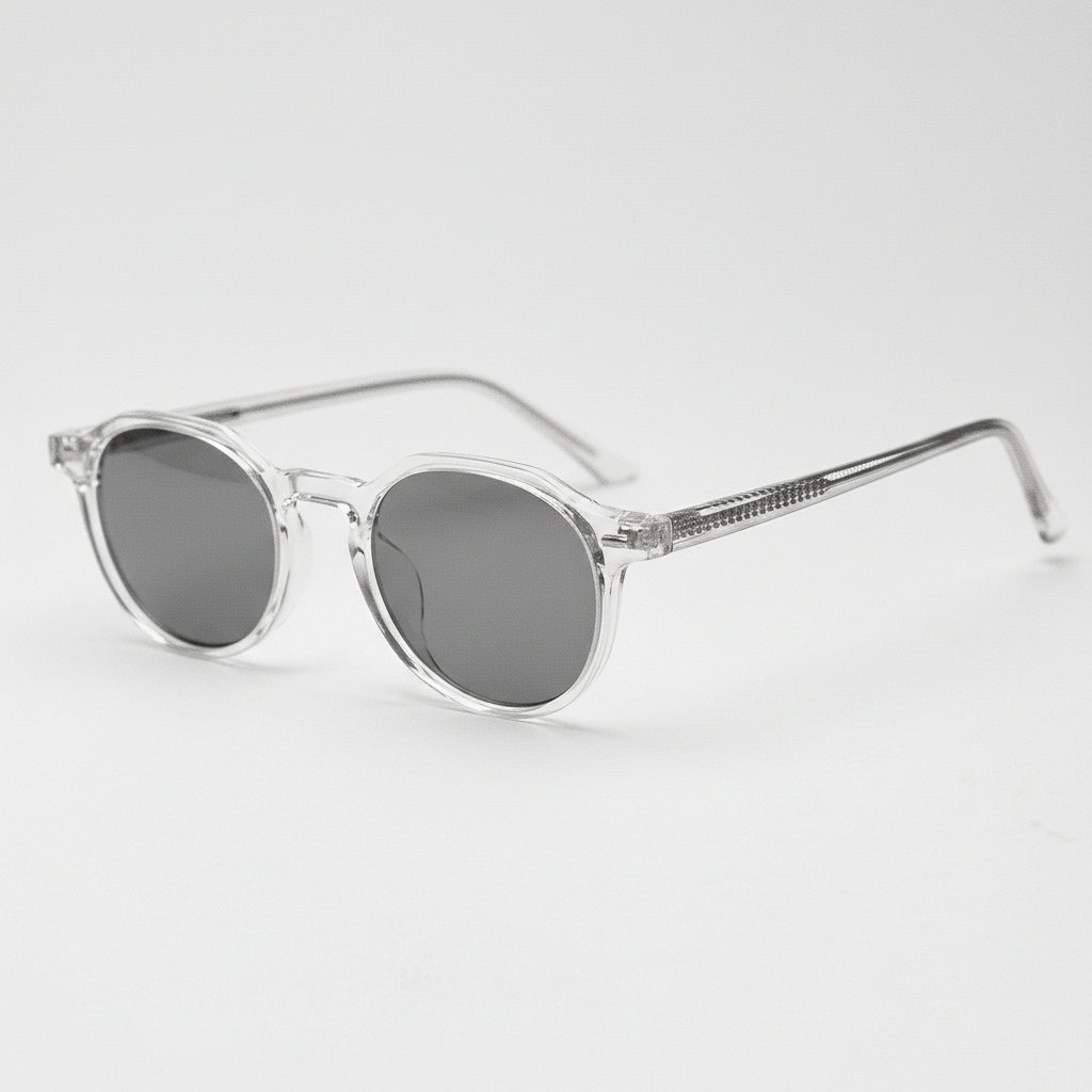 Susan Grey Tinted Lens Sunglasses - Clear Geometric TR90 Frame