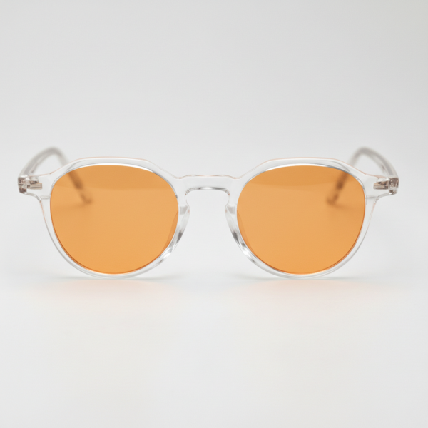 Susan Orange Tinted Lens Sunglasses - Clear Geometric TR90 Frame