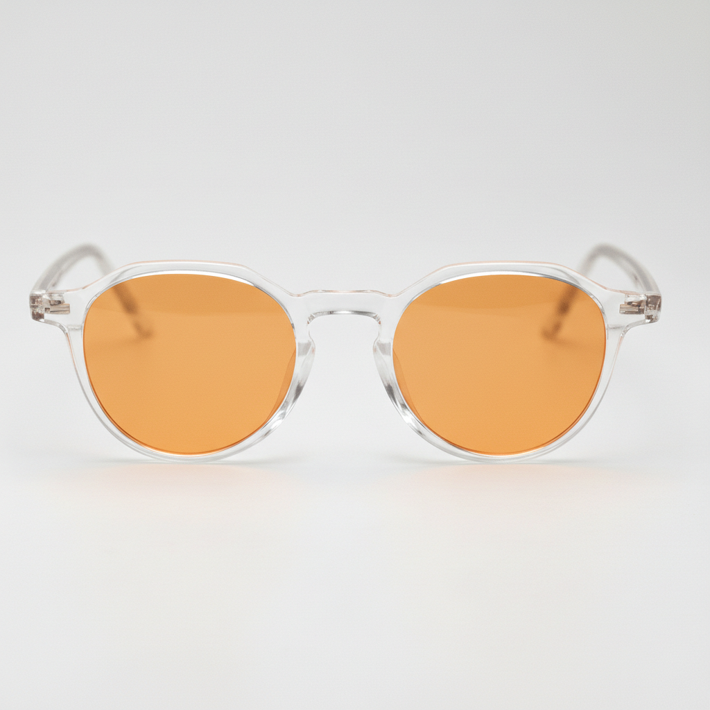 Susan Orange Tinted Lens Sunglasses - Clear Geometric TR90 Frame