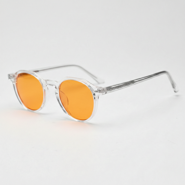 Susan Orange Tinted Lens Sunglasses - Clear Geometric TR90 Frame