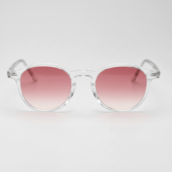 Susan Pink Gradient Lens Sunglasses - Clear Geometric TR90 Frame