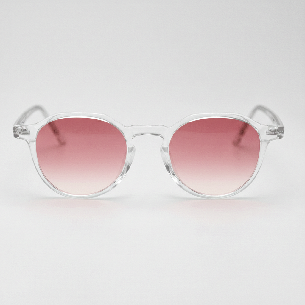 Susan Pink Gradient Lens Sunglasses - Clear Geometric TR90 Frame