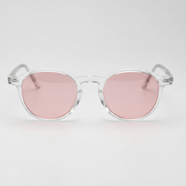 Susan Pink Tinted Lens Sunglasses - Clear Geometric TR90 Frame
