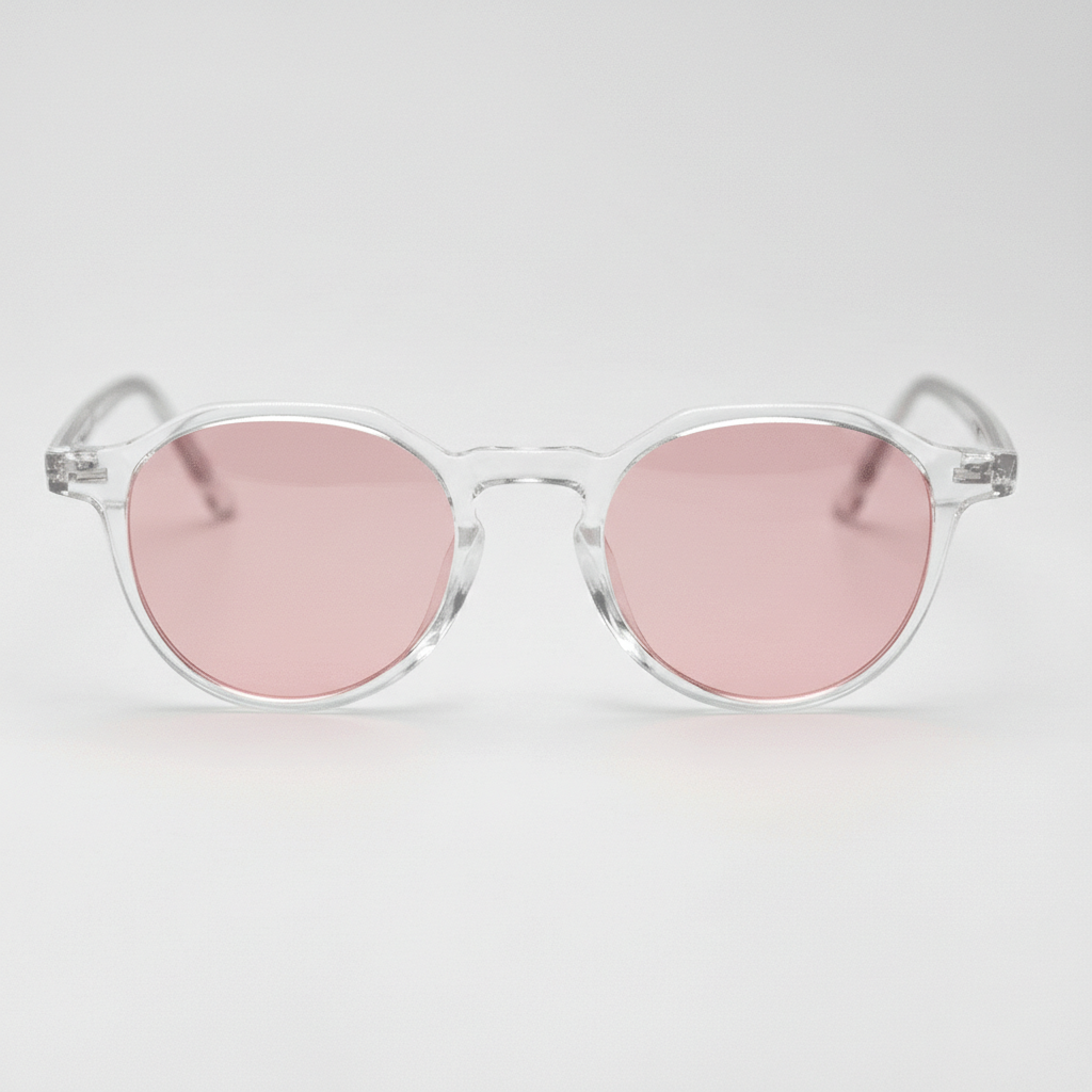 Susan Pink Tinted Lens Sunglasses - Clear Geometric TR90 Frame