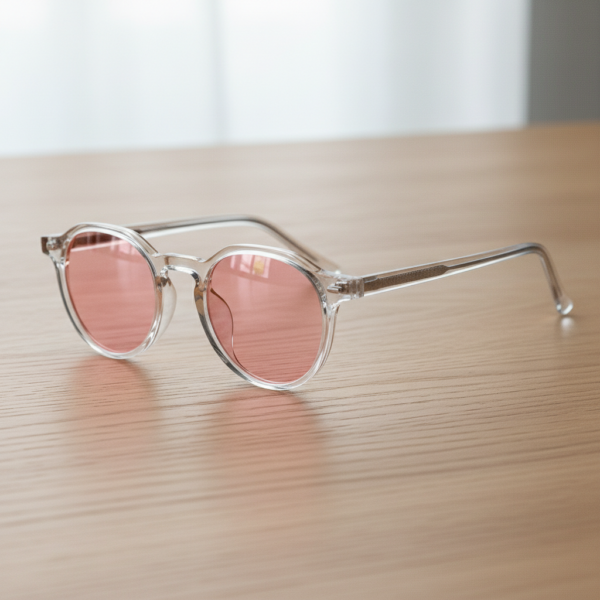 Susan Pink Tinted Lens Sunglasses - Clear Geometric TR90 Frame