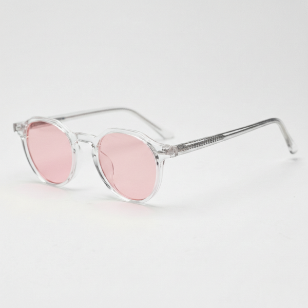 Susan Pink Tinted Lens Sunglasses - Clear Geometric TR90 Frame