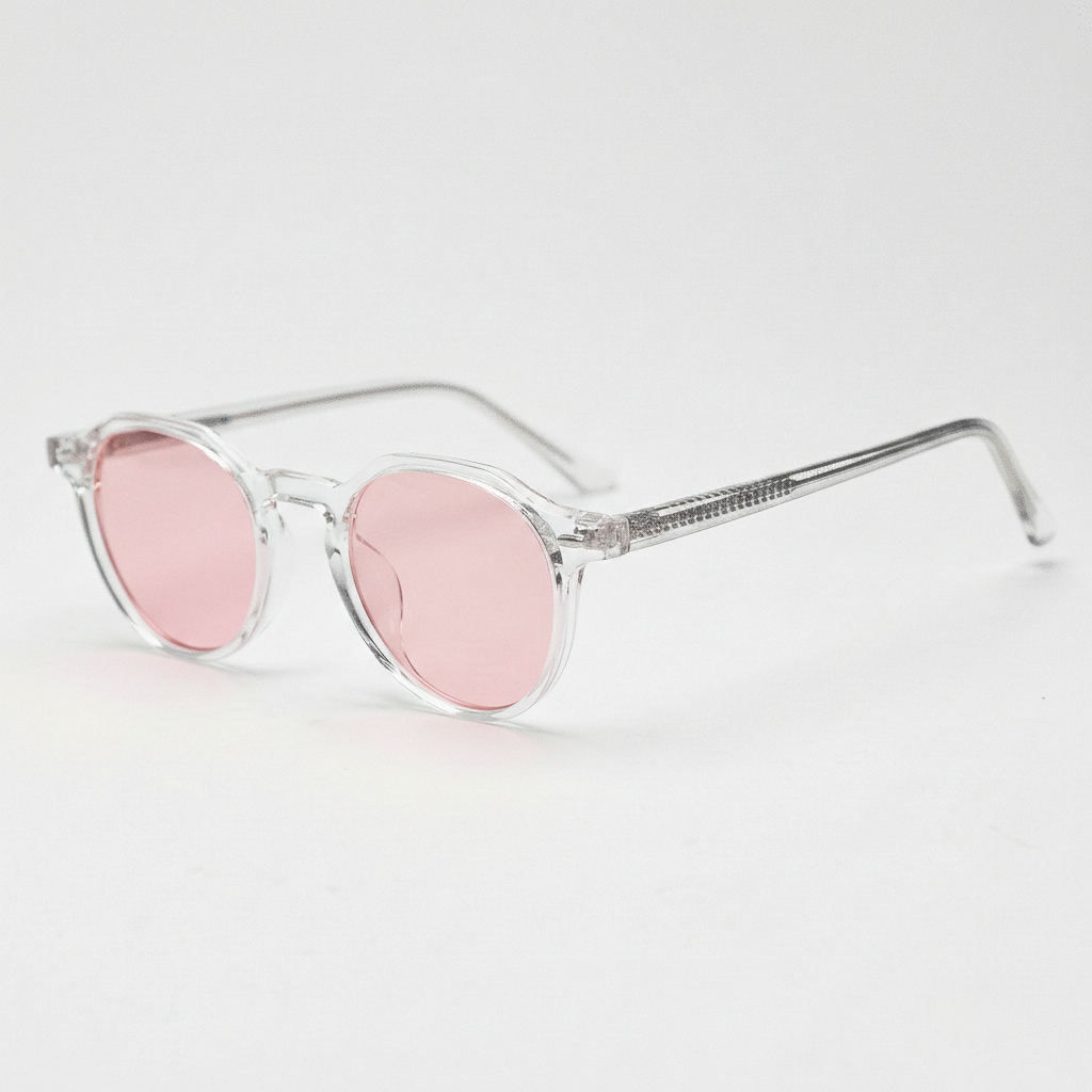 Susan Pink Tinted Lens Sunglasses - Clear Geometric TR90 Frame