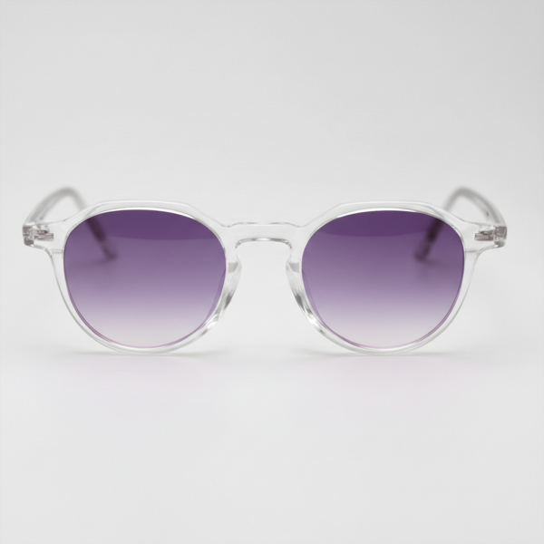 Susan Purple Gradient Lens Sunglasses - Clear Geometric TR90 Frame