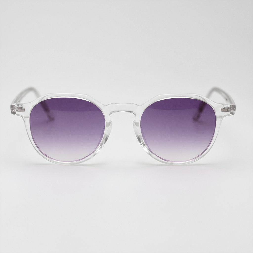 Susan Purple Gradient Lens Sunglasses - Clear Geometric TR90 Frame