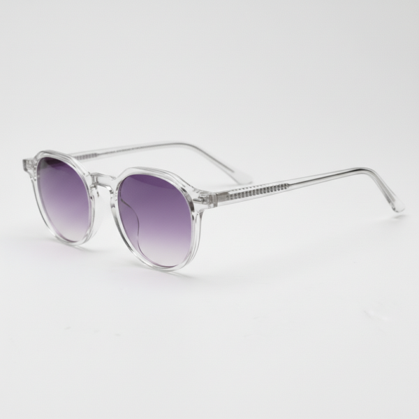 Susan Purple Gradient Lens Sunglasses - Clear Geometric TR90 Frame