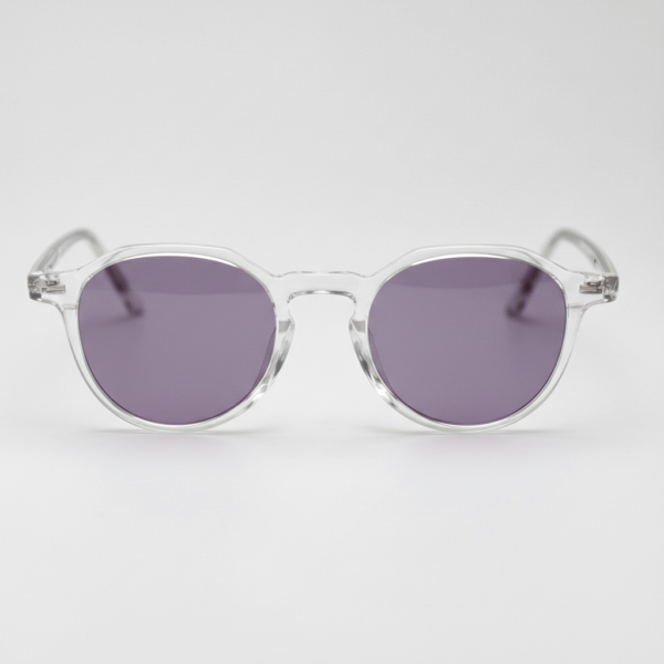 Susan Purple Tinted Lens Sunglasses - Clear Geometric TR90 Frame
