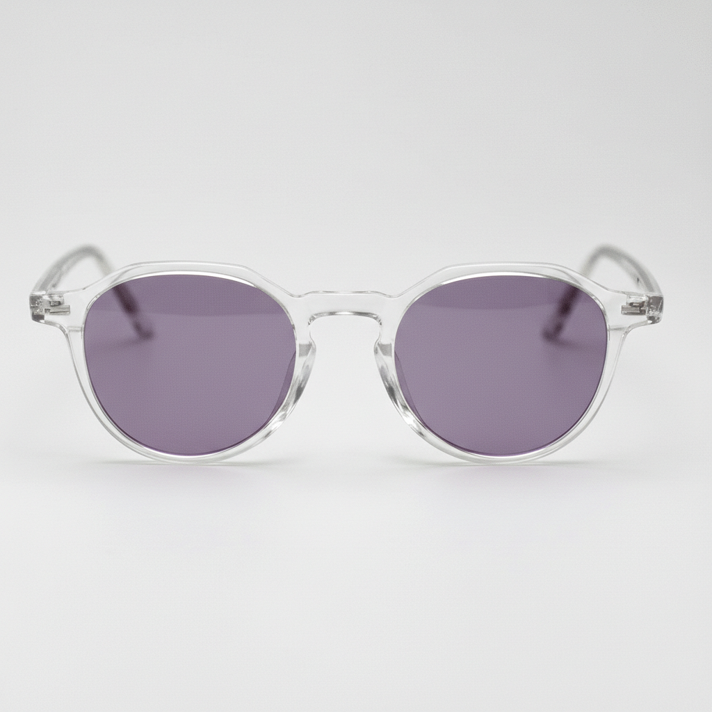 Susan Purple Tinted Lens Sunglasses - Clear Geometric TR90 Frame