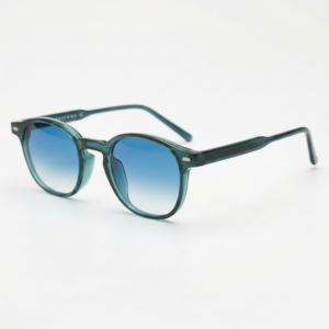 Tina Blue Gradient Lens Sunglasses - Green Round TR90 Frame