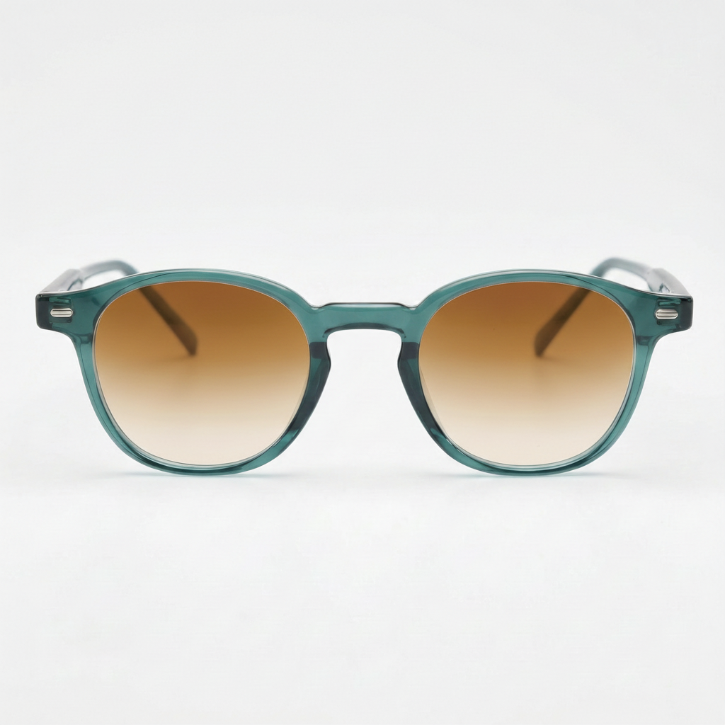Tina Brown Gradient Lens Sunglasses - Green Round TR90 Frame