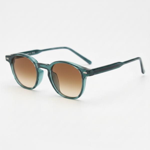 Tina Brown Gradient Lens Sunglasses - Green Round TR90 Frame