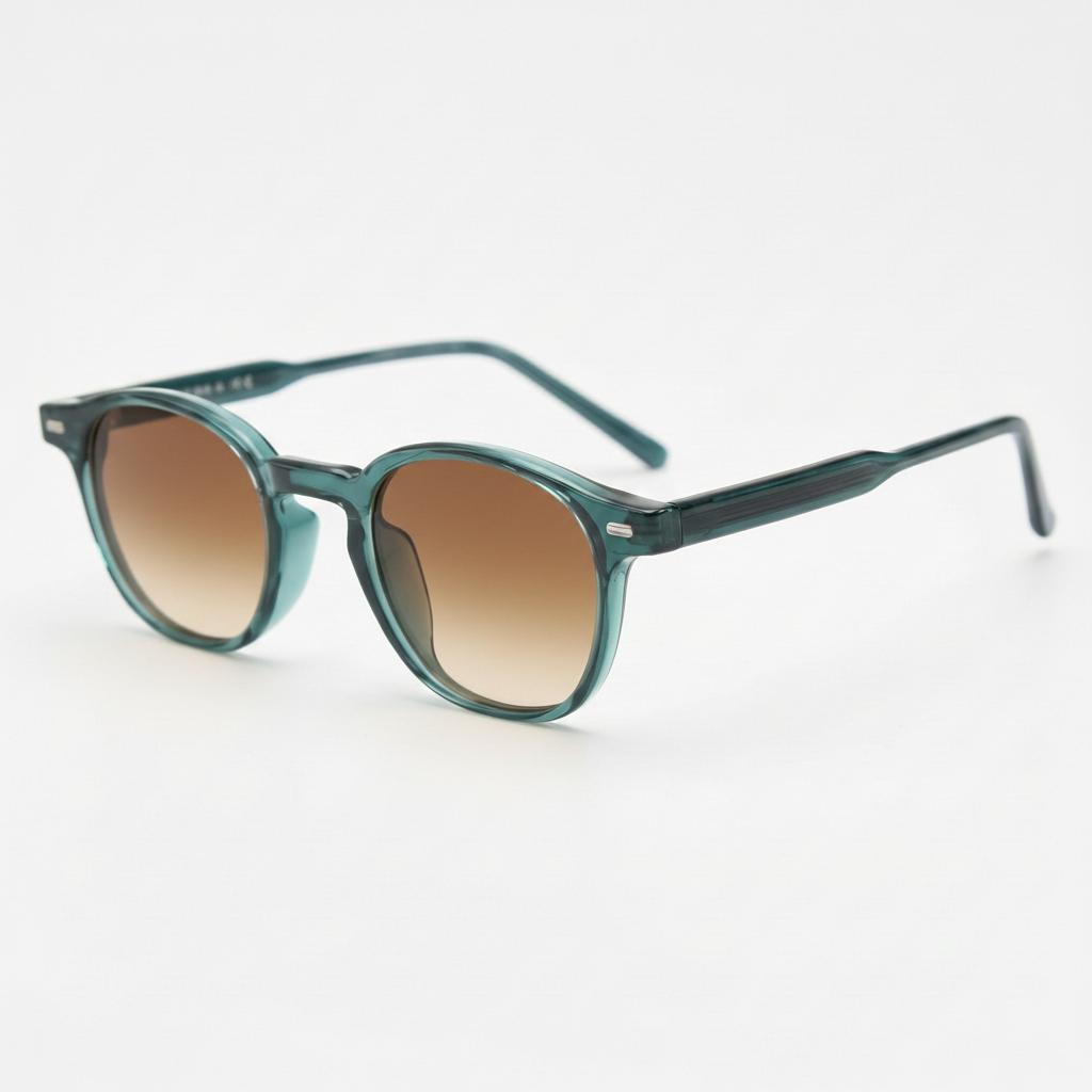Tina Brown Gradient Lens Sunglasses - Green Round TR90 Frame