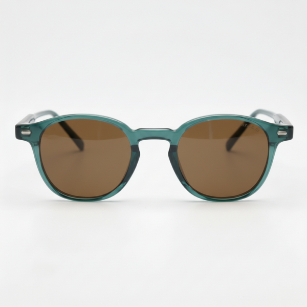 Tina Brown Tinted Lens Sunglasses - Green Round TR90 Frame