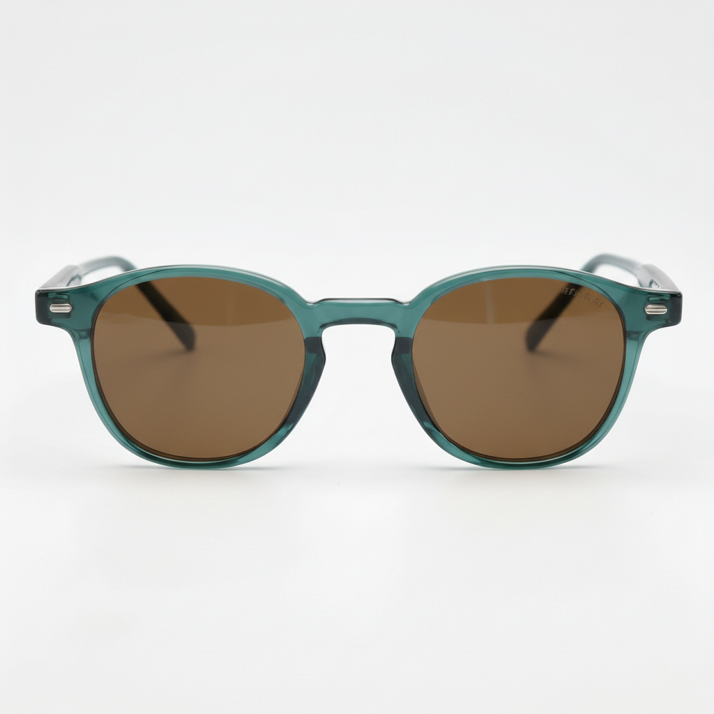 Tina Brown Tinted Lens Sunglasses - Green Round TR90 Frame