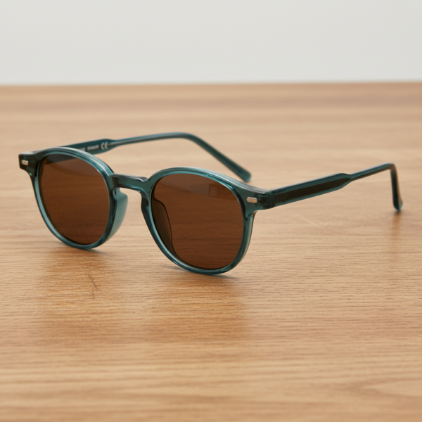 Tina Brown Tinted Lens Sunglasses - Green Round TR90 Frame