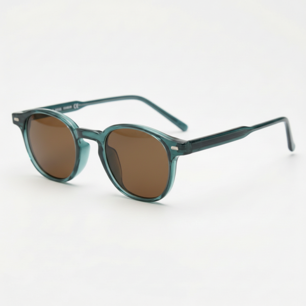 Tina Brown Tinted Lens Sunglasses - Green Round TR90 Frame