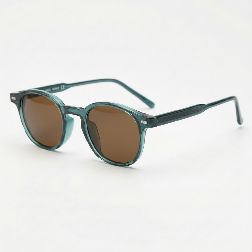 Tina Brown Tinted Lens Sunglasses - Green Round TR90 Frame