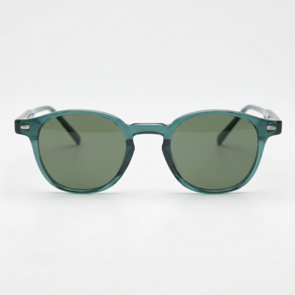 Tina Green Tinted Lens Sunglasses - Green Round TR90 Frame