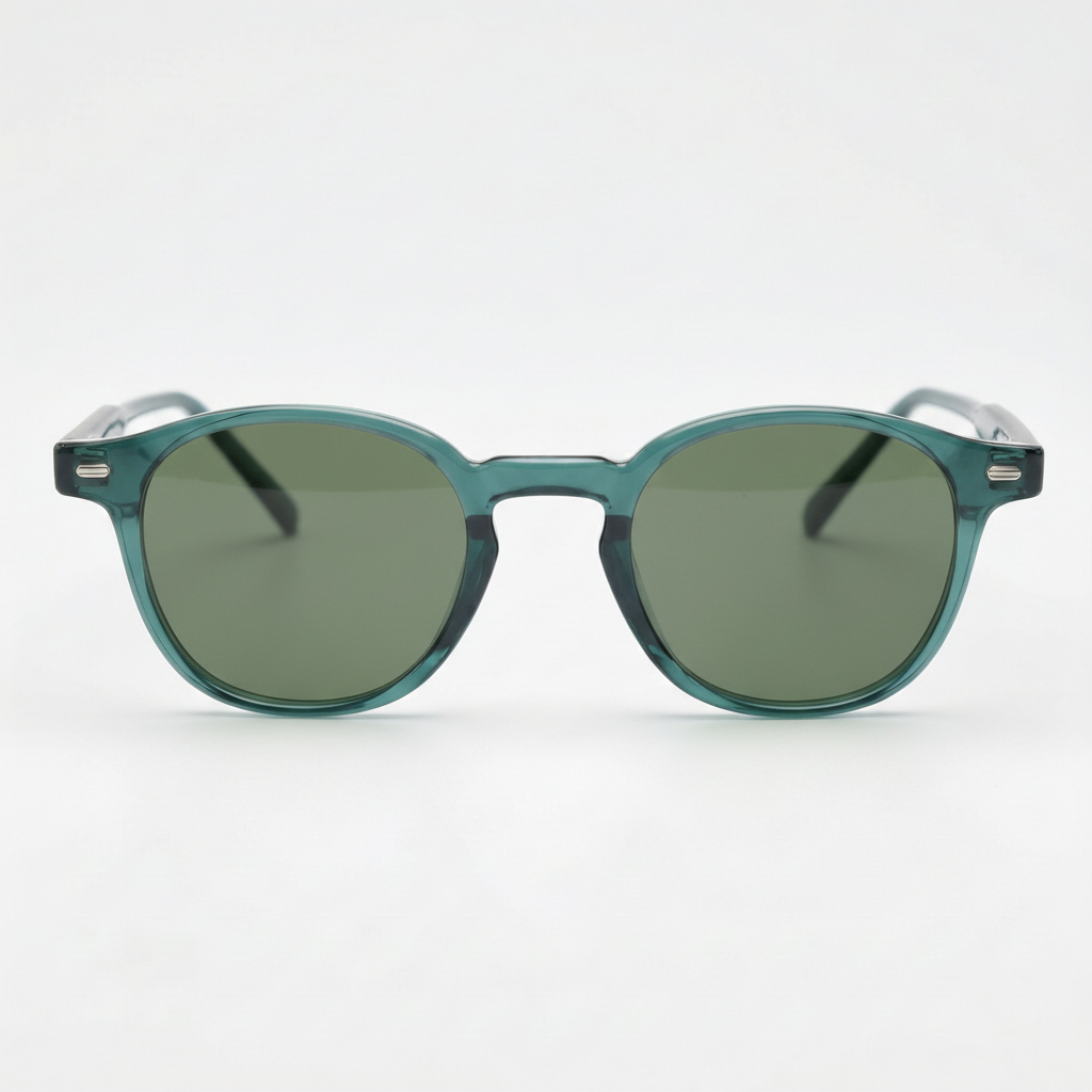 Tina Green Tinted Lens Sunglasses - Green Round TR90 Frame