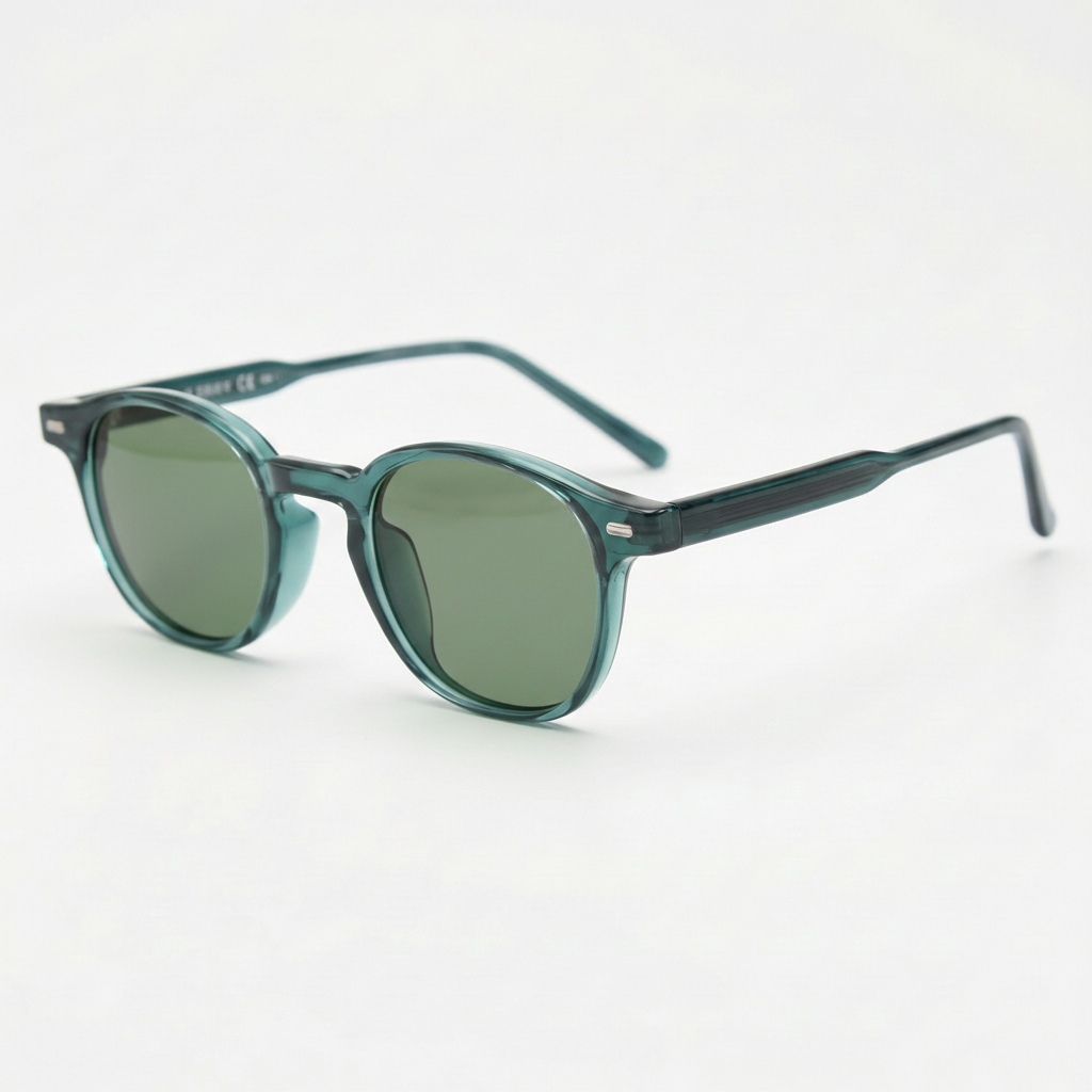 Tina Green Tinted Lens Sunglasses - Green Round TR90 Frame