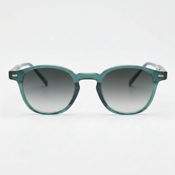 Tina Grey Gradient Lens Sunglasses - Green Round TR90 Frame