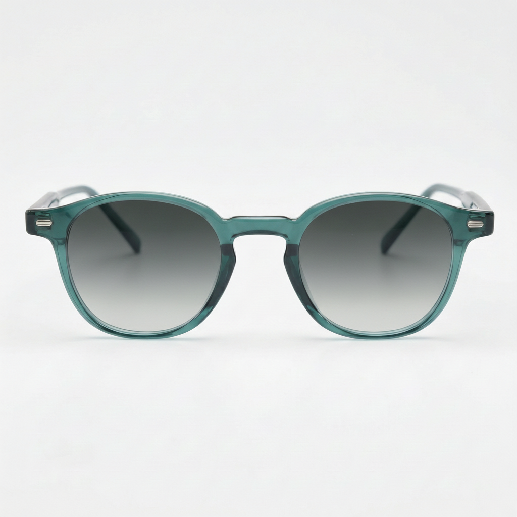 Tina Grey Gradient Lens Sunglasses - Green Round TR90 Frame