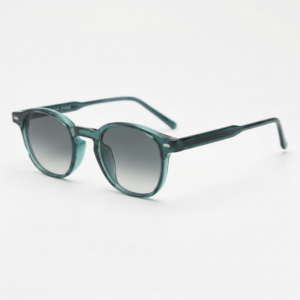 Tina Grey Gradient Lens Sunglasses - Green Round TR90 Frame