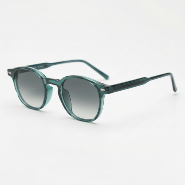 Tina Grey Gradient Lens Sunglasses - Green Round TR90 Frame